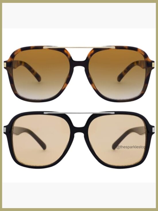 Retro Aviator Sunglasses Oversized Square 70s Tinted UV400 Protection Unisex main image 6